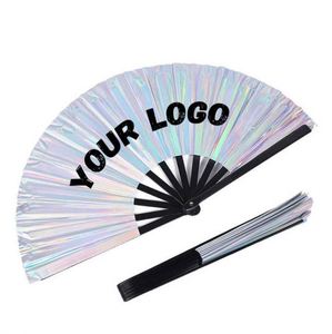 Abanicos Plegables de Bambú Negro de 13 Pulgadas (33 cm), Abanico Grande para Fiestas y Baile con Logotipo Personalizado Impreso - Product Image 1