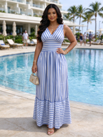 Nouvelle Robe de Soirée Sans Manches Coupe Empire en Velours Côtelé Écologique Grande Taille avec Volants pour Femmes Courbes