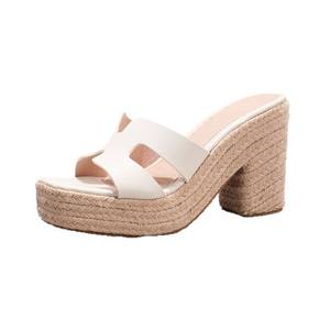 Sandales compensées à plateforme pour femmes, style espadrille à semelle épaisse, chaussures décontractées et confortables pour l'été - Product Image 4