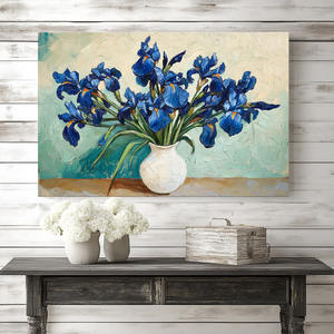 Impasto <span class=keywords><strong>Iris</strong></span> Bouquet Canvas Wall Art - <span class=keywords><strong>Van</strong></span> <span class=keywords><strong>Gogh</strong></span> Style Floral Canvas Print Wall Art para decoración de sala de estar y dormitorio - Product Image 3