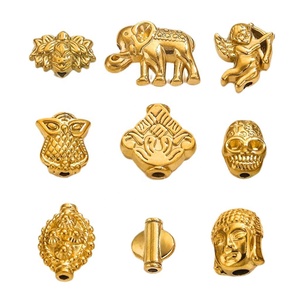 Animal Figure Charms | 18K PVD Gold Plated Stainless Steel Elephant Owl <b>Buddha</b> Skull Spacer Beads for DIY Bracelet Making - Product Image 5