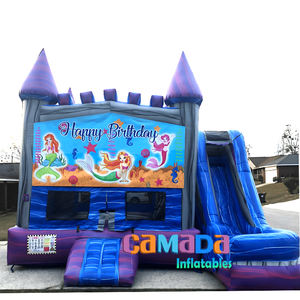 Castillo hinchable inflable con tobogán de agua Gonfiabili Maison Gonflable Combo Bounce House y tobogán seco húmedo con pancarta impresa - Product Image 1