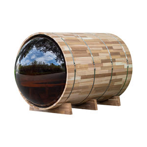 Nouveau design Baril d'extérieur en cèdre rouge Sauna2-6People Prix de gros Salle de vapeur panoramique - Product Image 3