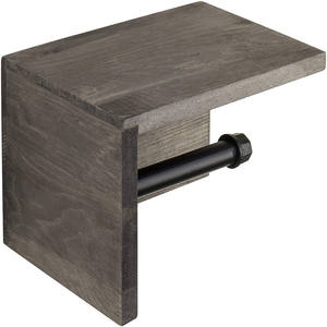 Parete di <span class=keywords><strong>Legno</strong></span> & Tubo di <span class=keywords><strong>Carta</strong></span> <span class=keywords><strong>Igienica</strong></span> Holder & Mensola, Grigio - Product Image 1
