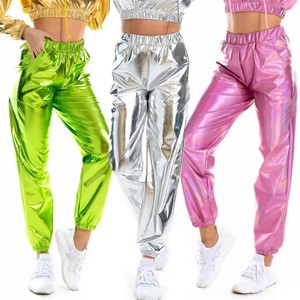 <span class=keywords><strong>Pantaloni</strong></span> da <span class=keywords><strong>donna</strong></span> stile stile stile stile colore olografico Casual a vita alta da <span class=keywords><strong>donna</strong></span> <span class=keywords><strong>pantaloni</strong></span> lisci riflettenti - Product Image 2