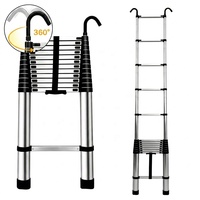 Échelle télescopique en aluminium de 5 m à haute résistance, longue durée de vie, avec crochets rotatifs amovibles pour toit et camping-car, fournie directement par l'usine
