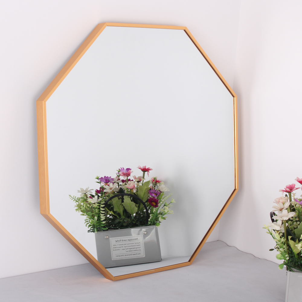 European Style Waterproof Hexagon Octagon Polygon Aluminum Frame Glass Mirror Dresser Use Mirrors