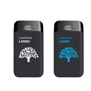 사용자 정의 LED 로고 10000 mah Powerbanks 광고 발광 브랜딩 슬림 USB 10000 mah 전원 은행