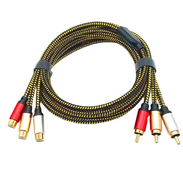 AV Extension Cable - Gold Plated 3 RC-A Male to 3 RC-A Female Audio Video Extension Cable 3RC-A Male to Female Audio Composite