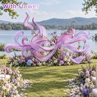 Voilage en organza violet sur mesure fait main pour installation, drapé ondulé en organza pour toile de fond de mariage de luxe, scène d'événement, décoration florale
