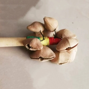 Wholesale Hand‑made Wooden Handle Fruit Shell Shaker Rattle Stick Percussion Shaker For Early Education - Product Image 1
