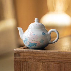 Hand-Painted Cute Rabbit Ceramic Teapot Pear-Shaped With Lid For Kung Fu <b>Tea</b> <b>Set</b> - Product Image 4