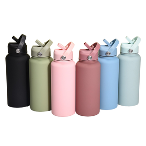 Bouteille d'eau sportive RTS en acier inoxydable, grande capacité 1L, style américain, à large ouverture, isolée, portable, avec poignée et paille - Product Image 1