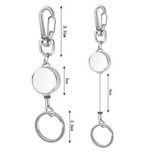 Porte-badge rétractable en métal avec cordon en acier de 60 à 75 cm de long, porte-badge d'identification robuste, porte-clés, sangle transparente, clip - Product Image 3