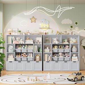 Hiện đại tối giản phòng khách Tủ Pull-out lưu trữ giá gỗ Đồ chơi lưu trữ <span class=keywords><strong>Organizer</strong></span> kệ sách tủ với 6 đồ chơi Thùng - Product Image 4