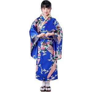 Kimono japonés largo con flor de pavo real tradicional, vestido para niños, disfraz Yukata <span class=keywords><strong>Haori</strong></span> 2017 - Product Image 6
