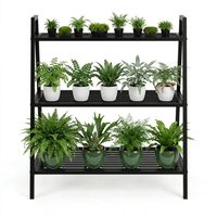 Support à plantes pliable à 3 niveaux KD Flat Pack en fer galvanisé, design peu encombrant, faible coût d'expédition