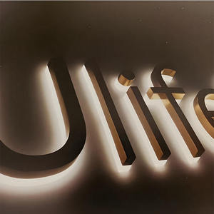 Insegna Luminosa LED Personalizzata, Lettere <span class=keywords><strong>in</strong></span> <span class=keywords><strong>Metallo</strong></span> Retroilluminate per Interni ed Esterni, Logo Aziendale 3D per <span class=keywords><strong>Parete</strong></span> - Product Image 3