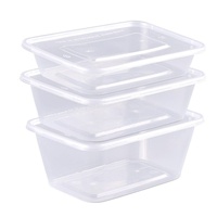 Boîte alimentaire rectangulaire jetable en PP, compatible micro-ondes, noire, transparente, blanche, pour sandwichs et plats à emporter