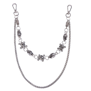 Chaîne de taille squelette en argent tibétain double couche, style Hip Hop Punk Street, chaîne pour jean, chaîne de corps décontractée et tendance - Product Image 5