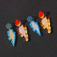 Collier Pendentif Éclair de Feu Glacé Émail CZ Bijoux Hip Hop Unisexe Vente en Gros