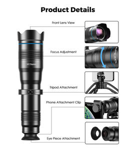 Objectif de caméra pour téléphone portable, zoom téléobjectif <span class=keywords><strong>36x</strong></span>, télescope externe universel, clip universel, déclencheur à distance, verre optique en aluminium - Product Image 4