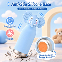 Bouteille d'eau isotherme Emode 450 ml pour enfants en acier inoxydable avec paille, motif animal de dessin animé, pour l'école