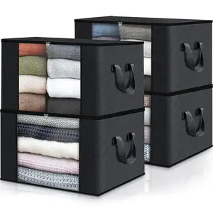 Vendita calda di alta qualità non tessuto comodino sotto il letto borse di stoccaggio grande trapunta a mano cerniera vestiti sacchetto di stoccaggio Organizer per stoffa