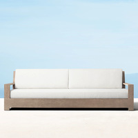 Canapé d'extérieur en teck personnalisé de style Wabi-sabi et nordique - Imperméable, résistant aux UV et à la corrosion - Meubles de patio et de jardin