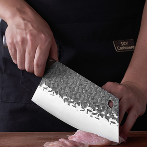 Cuchillo de cocina doméstico, cuchillo de chef forjado para alitas de pollo, cuchillo para rebanar con diseño de martillo de madera, cuchillo afilado de acero inoxidable - Product Image 2