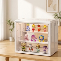 Boîte de présentation carrée classique multifonctionnelle en plastique PP injecté avec compartiments réglables, étagères amovibles, étanche, pour objets de collection