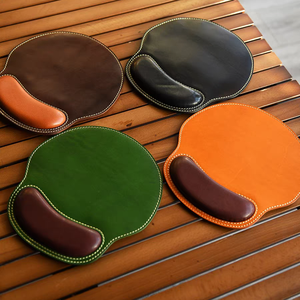 Tapis de souris en cuir fait main, épais, en cuir de vachette pleine fleur, avec repose-poignet, antidérapant, tanné végétal, OEM - Product Image 2