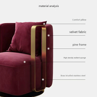 Chaise de luxe nordique pivotante en tissu de velours salon hôtel villa meubles de loisirs en bois massif