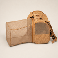 Sac de transport pour chat YAOYUE en liège, type T, avec dos en maille rétractable, léger et portable
