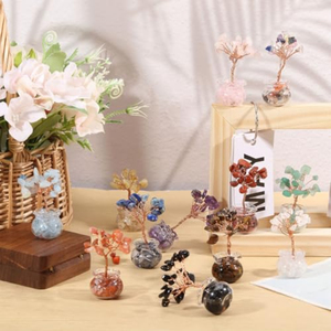 Albero di Cristallo di Quarzo Curativo Fatto a Mano, Albero della Vita in Pietra Naturale, Mini Bonsai Portafortuna per Casa e Ufficio - Product Image 5