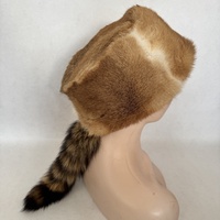 Gorro de Mapache Auténtico con Cola para Hombre y Mujer, Gorro de Piel de Conejo Estilo Davey Crockett, Gorro Ruso Ushanka de Piel
