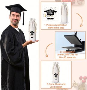 Sac de transport pour vin personnalisé, réutilisable, en toile, avec cordon de serrage, pour une ou plusieurs bouteilles, idéal pour les voyages - Product Image 4