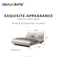 Ensemble de lit king-size Roger au design minimaliste, lit capitonné en cuir, tête de lit en tissu inclinable pour