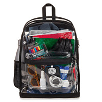 Sac à dos unisexe transparent en PVC, imperméable, avec lettres, couleur unie, fermeture éclair, 30-40L, bretelles à coussin d'air, pour étudiants