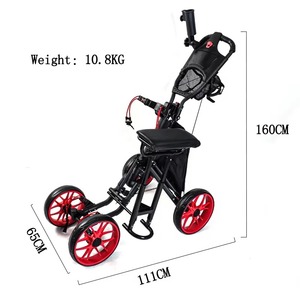 MATRIX X005-1 Aluminum Alloy Foot Brake 4-Wheel Golf Push Cart with Seat Black Folding Umbrella & Drink Holder - Product Image 4