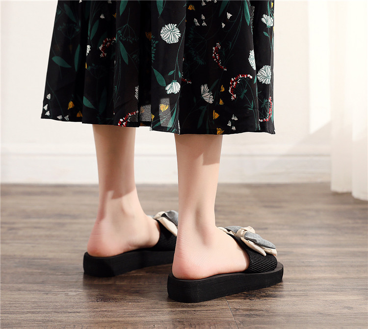 2021 Beach Slippers Slip On Flats Sandals Outdoor Flip-flops Bow Slides Slipper Women Summer Sandals
