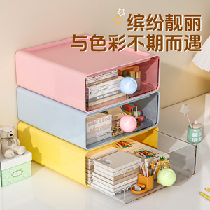 Desktop Drawer Storage <b>Box</b> Yellow Rectangle Office Organizer Large Capacity With Handle Standing Type - Product Image 2