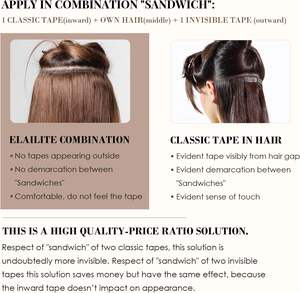 Elailite Extensioni per <span class=keywords><strong>Capelli</strong></span> Remy Europei con Doppia Trama a Macchina, Vero Doppio Lato, 100g, 10 Pezzi, Nastro Adesivo per Cucito 40cm # 2 Prodotti Chimici - Product Image 5