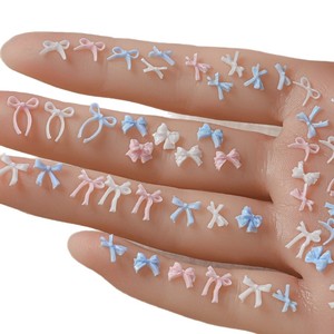 TSZS 100 pièces <span class=keywords><strong>Mini</strong></span> nœuds en ruban pour nail art, breloques décoratives 3D en résine, motifs variés blanc, rose, bleu, pour décoration d'ongles DIY - Product Image 5