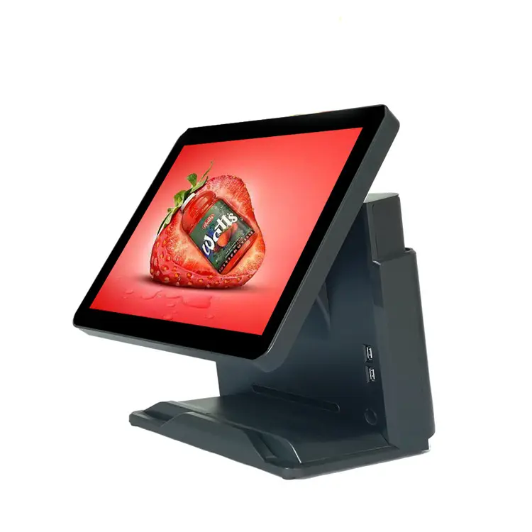 Wuxin OEM titik penjualan sistem Pos dengan layar ganda murah 15 inci pabrik mesin kasir untuk restoran tombol fisik mesin pos