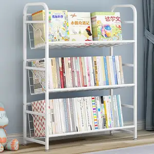 Ménage simple étagère à livres en métal 3 couches blanc pas cher étagères enfants multi-fonctionnel étagère bibliothèque