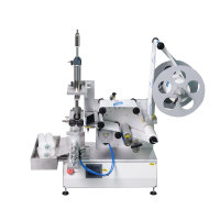 Machine d'étiquetage semi-automatique pour emballage, étiquetage adhésif pour bouteilles irrégulières, étiquetage rotatif double face