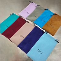 Pochette à lunettes rectangulaire en velours doux avec cordon de serrage, personnalisable avec logo imprimé, vente en gros directe usine