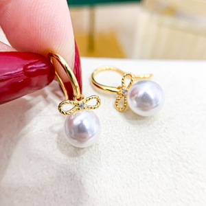 Accessoires en argent S925 pour la création de bijoux, perles rondes de 7-9 mm, plateau vide 21624, nœud en argent, crochet d'oreille avec perles rondes de 7-9 mm, 21624 - Product Image 1