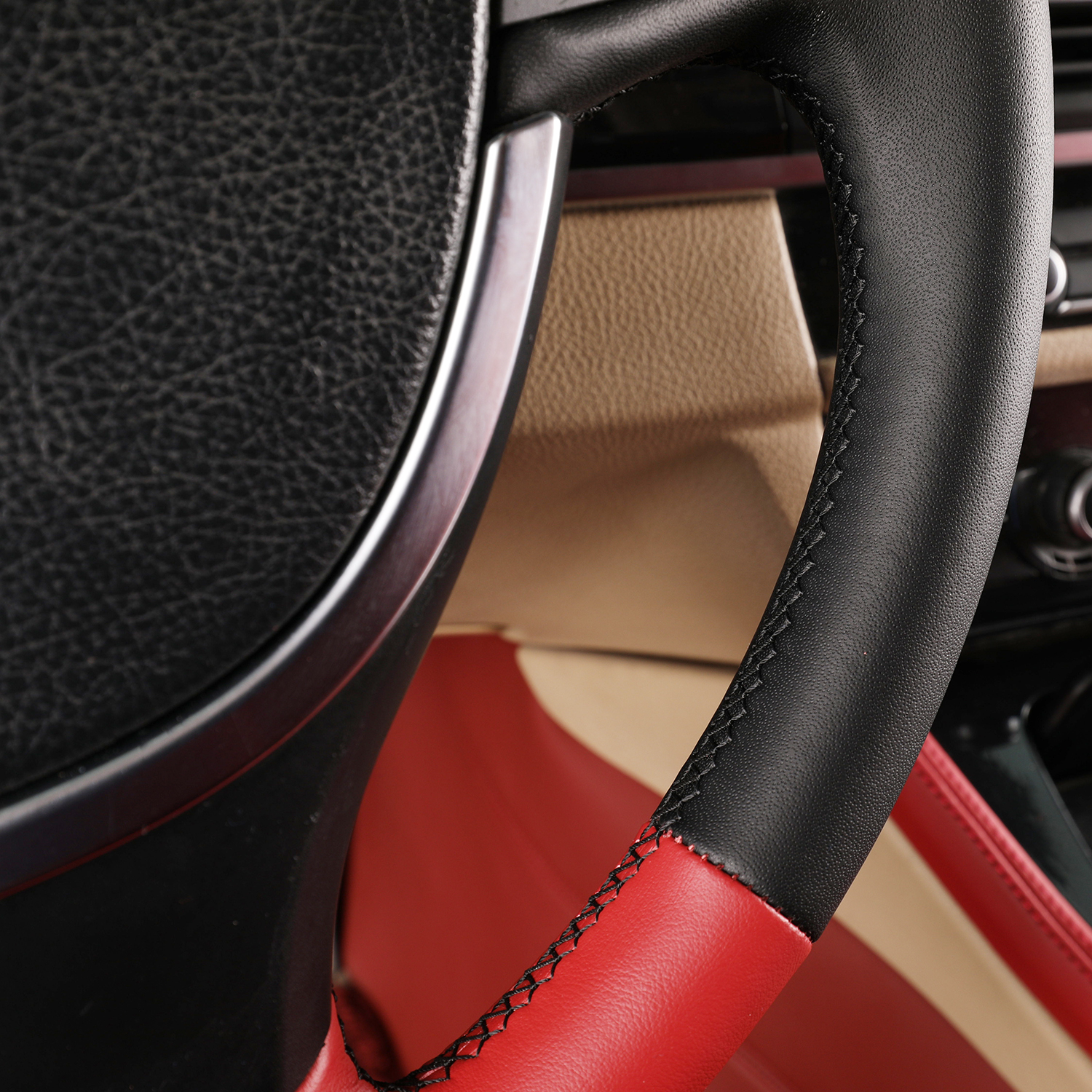 EKR Car Steering Wheel Cover: Custom Fit Leather Fabric Interior Upgrade